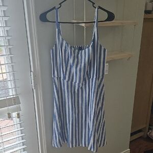 Old Navy Blue and White Striped Midi Dress